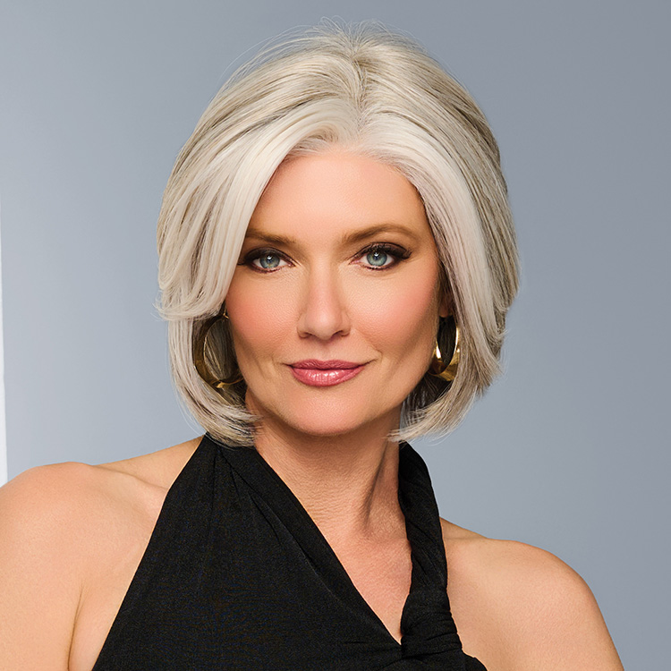 Model wearing Flash Forward by Raquel Welch wigs