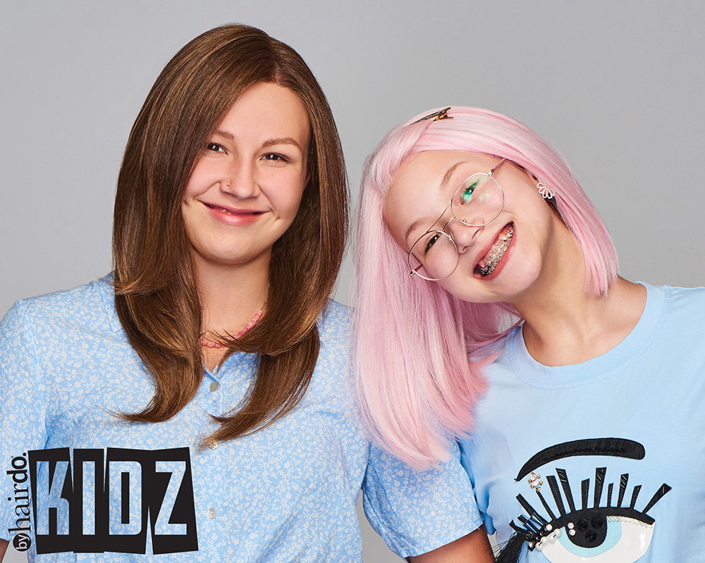 Models wearing KIDZ by Hairdo children's wigs