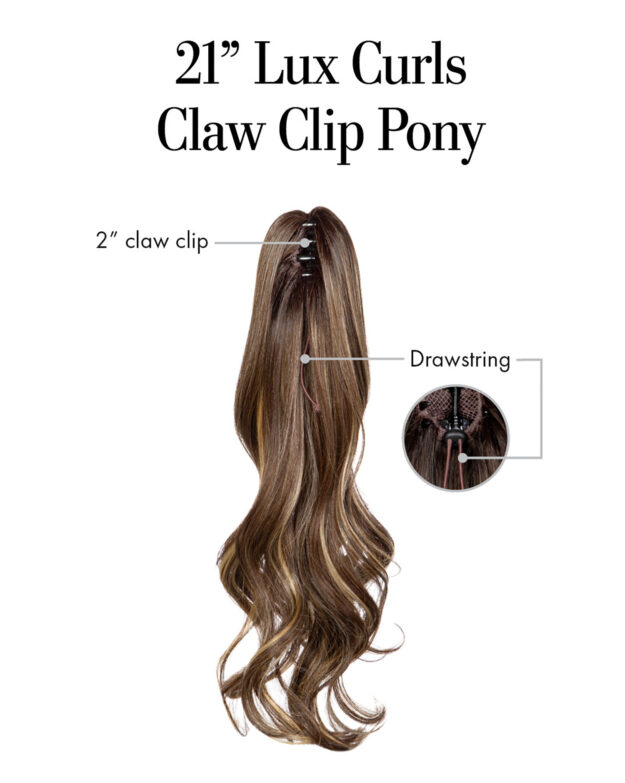 21″ Lux Curls Claw Clip Pony Cap Construction